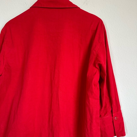 Tianello Red Tencel Button Down Jacket Shirt - Picture 12 of 14